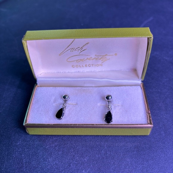 Lady Coventry Jewelry - Lady Coventry Sarah Cov Sterling Black Teardrop Screw Back Earrings Boxed SS5